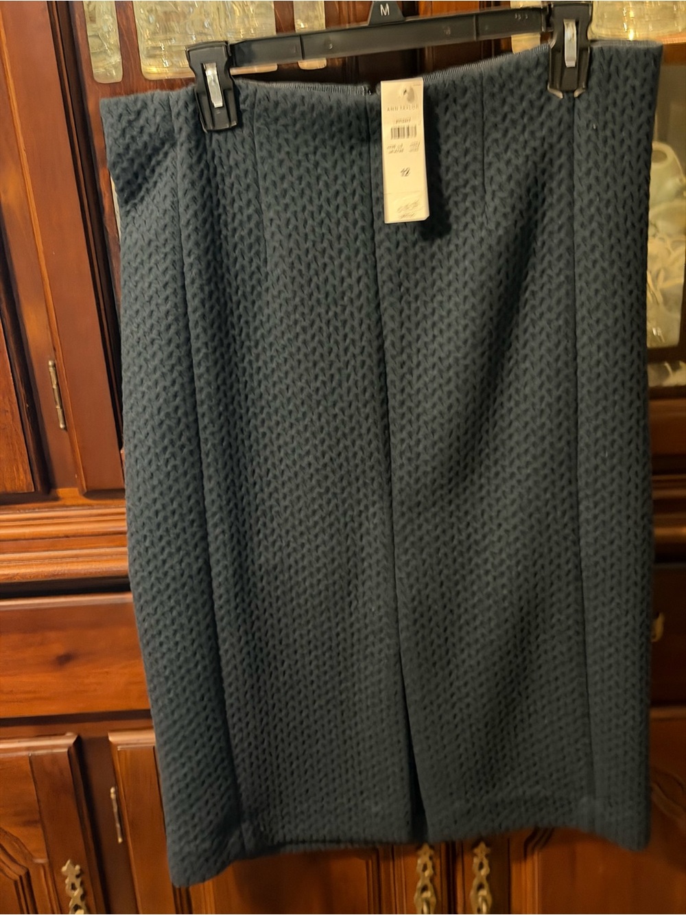 Ann Taylor Textured Dark Teal Midi Skirt - Women's Pencil Skirt